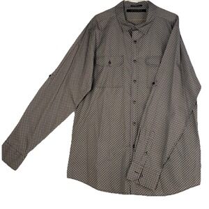 Sean JohnTailored Fit Mens White/Brown Dress Shirt Size 2XL